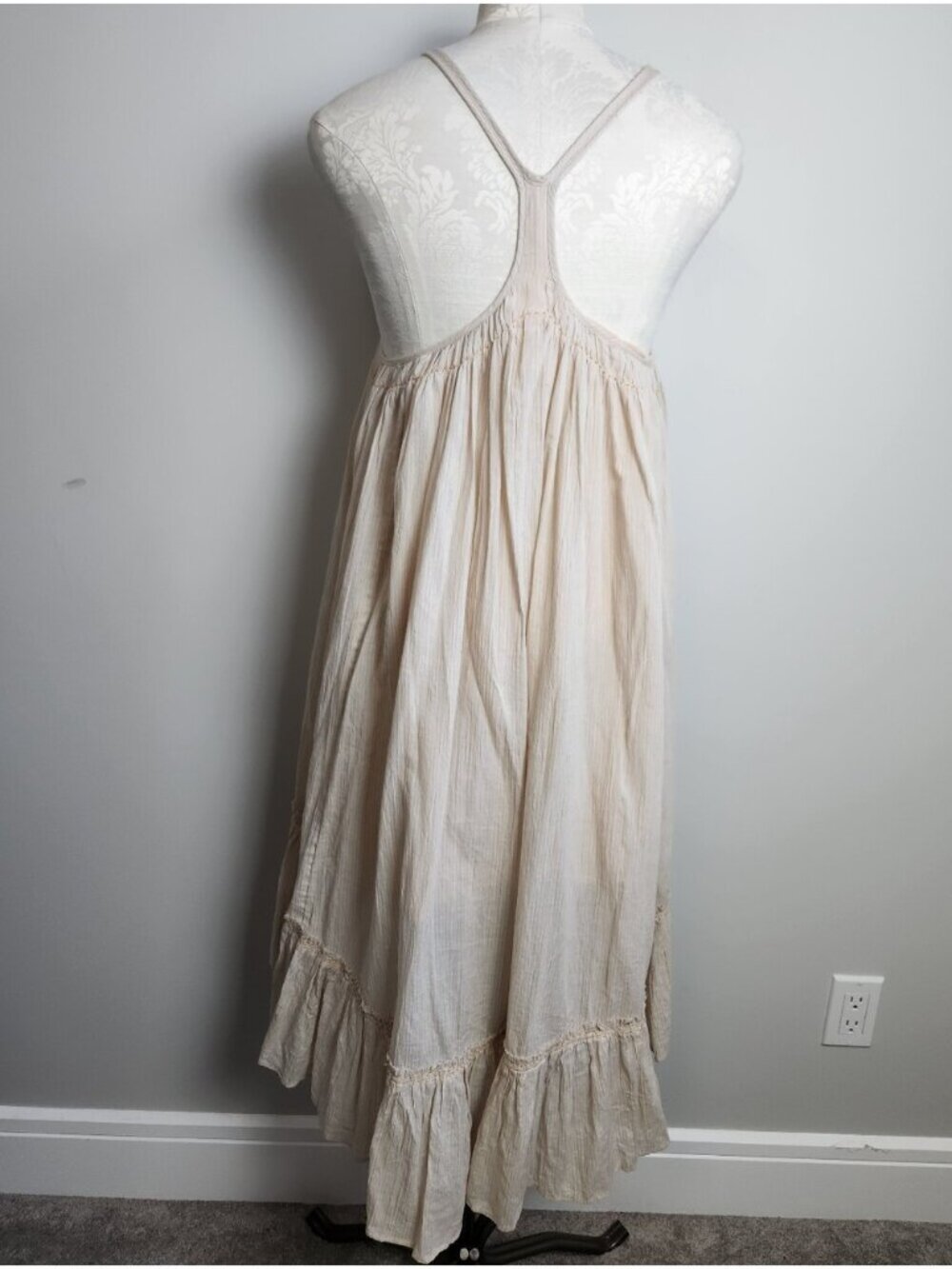Free People 100% Cotton Cream Dress Size XS Fits Small - Medium Oversized Drapey - Picture 3 of 13